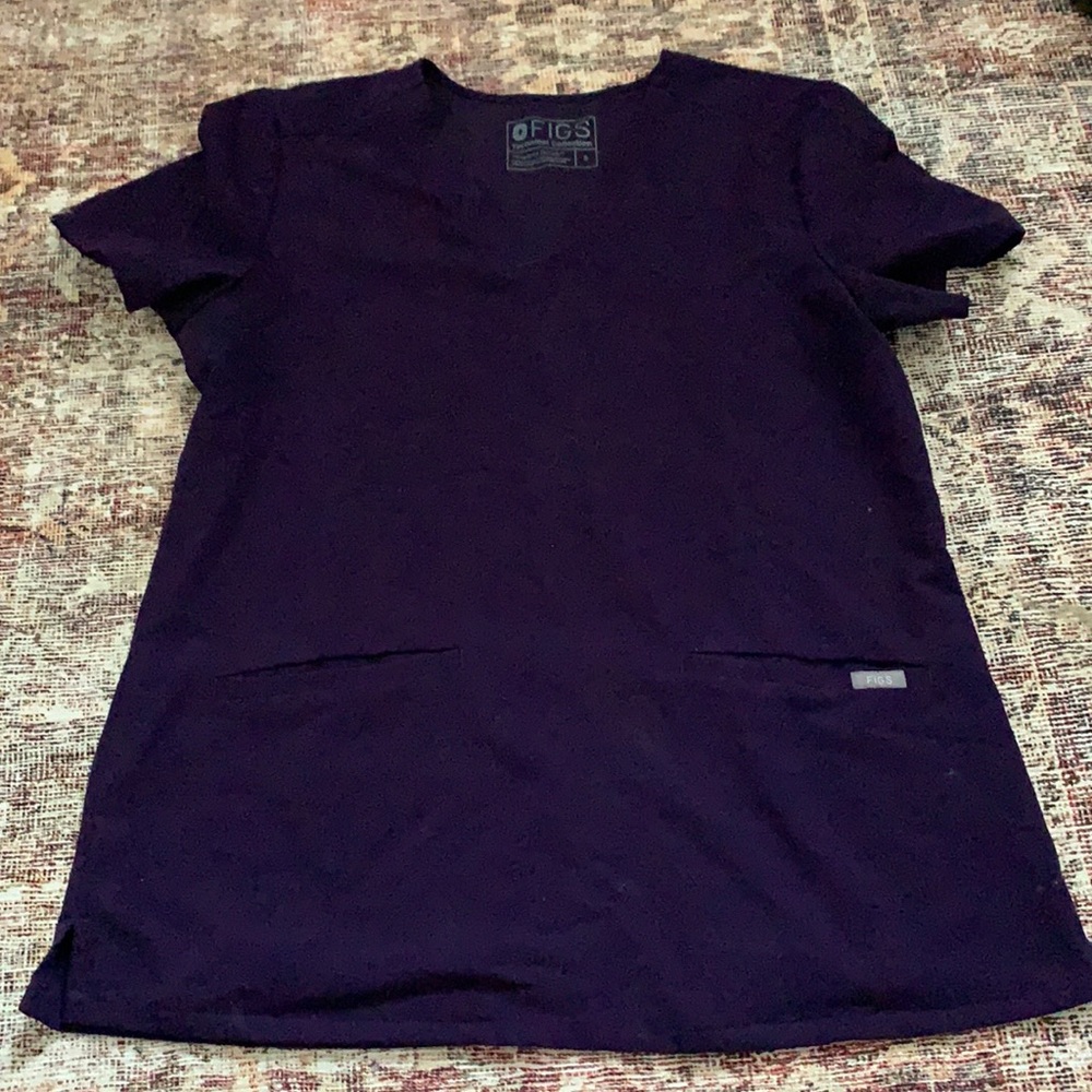 Dark purple figs two pocket scrub top